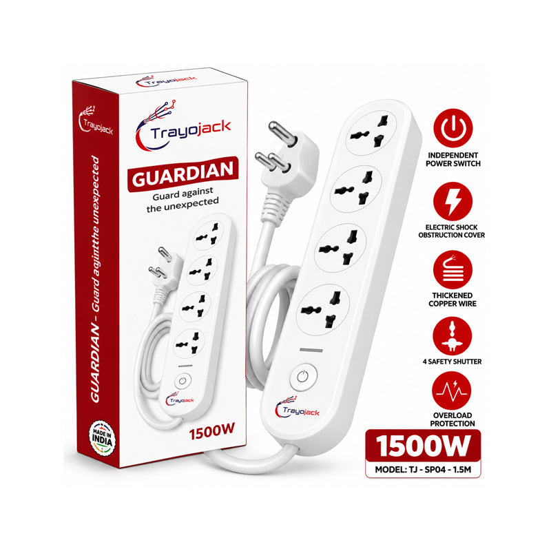 Trayojack Guardian 1500W 4-Socket Power Strip – 1.5M | TJ-SP04-1.5M